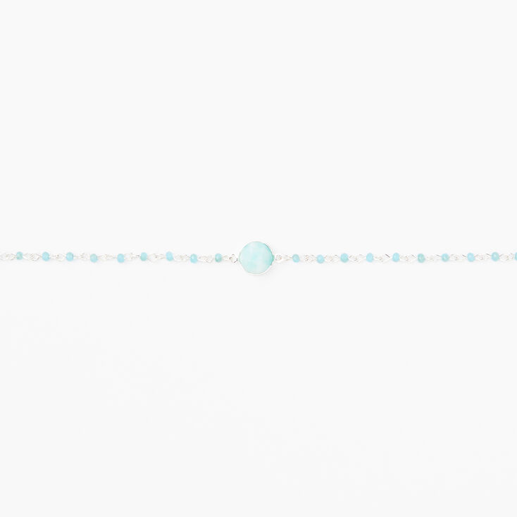 Silver Stone Disc Choker Necklace - Mint,