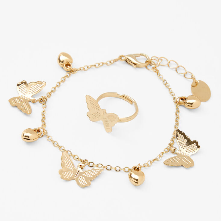 Claire&#39;s Club Gold Heart Butterfly Jewelry Set - 3 Pack,