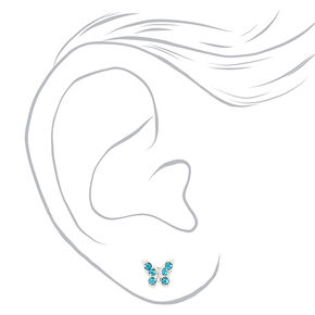 Pastel Rhinestone Butterfly Mixed Stud Earrings - 6 Pack,