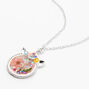 Silver Flowery Unicorn Pendant Necklace,