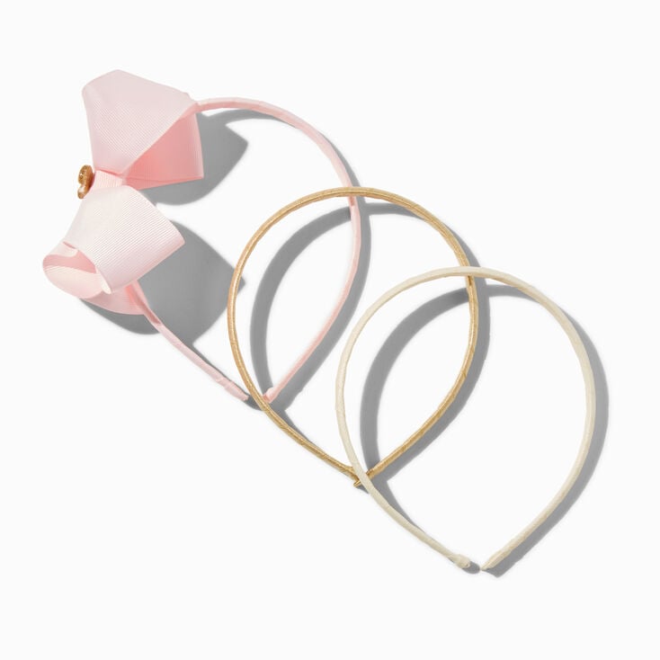 Claire&#39;s Club Blush Pink Neutral Loopy Bow Headbands - 3 Pack,