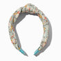 Pleated Green Floral Knotted Headband,