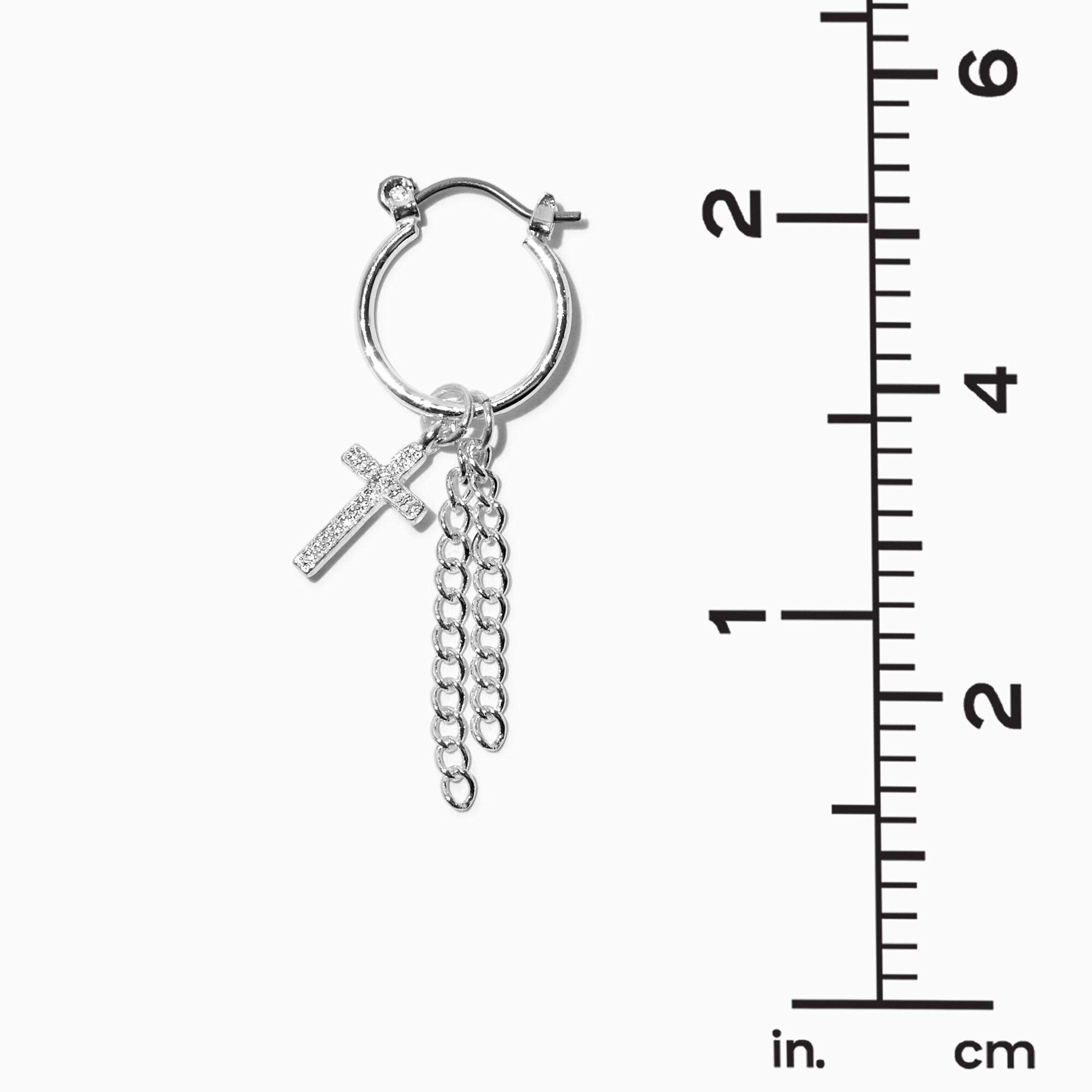 Silver-tone  10MM Cross Fringe Hoop Earrings,