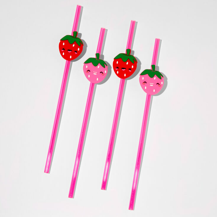 Pink Strawberry Resuable Straws (4 pack)