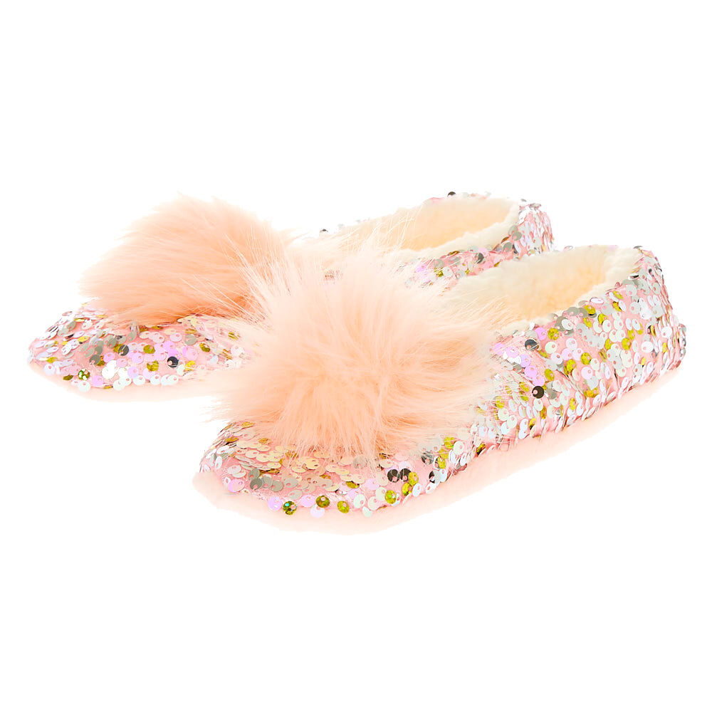 pink sequin slippers