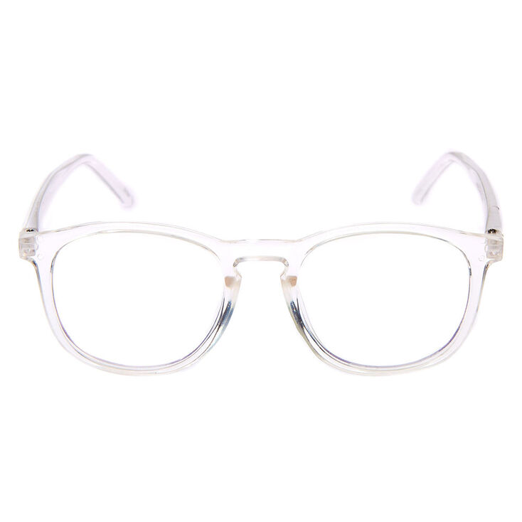 Solar Blue Light Reducing Round Retro Clear Lens Frames - Clear,