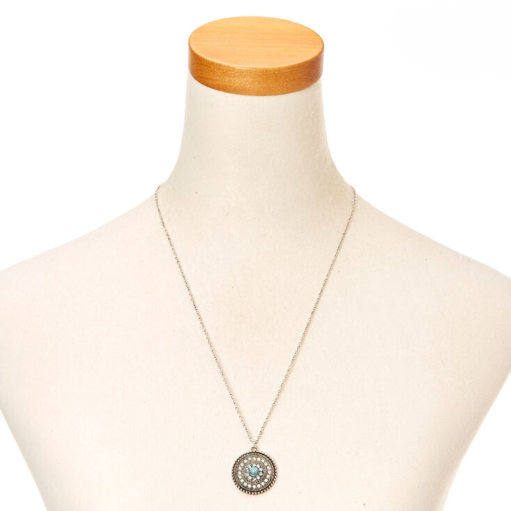 Silver &amp; Turquoise Medallion Necklace,