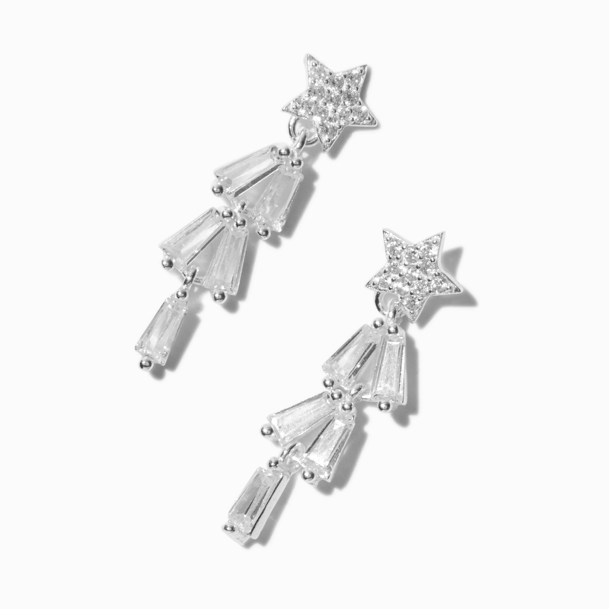 C LUXE by Claire's Sterling Silver Cubic Zirconia Sparkly Tree Drop Earrings,