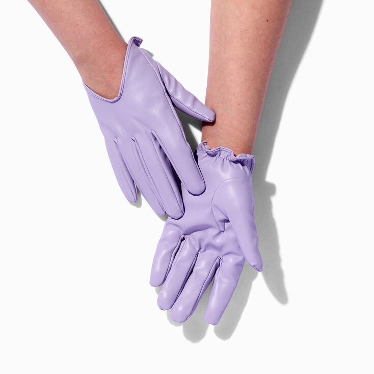 Lavender Faux Leather Short Gloves,