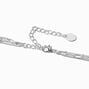 Silver-tone Stainless Steel Black Geometric Extended Length Multi-Strand Necklace ,