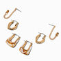 Boucles d&rsquo;oreilles superposables en forme de U effet marbr&eacute; couleur dor&eacute;e - Lot de 3,