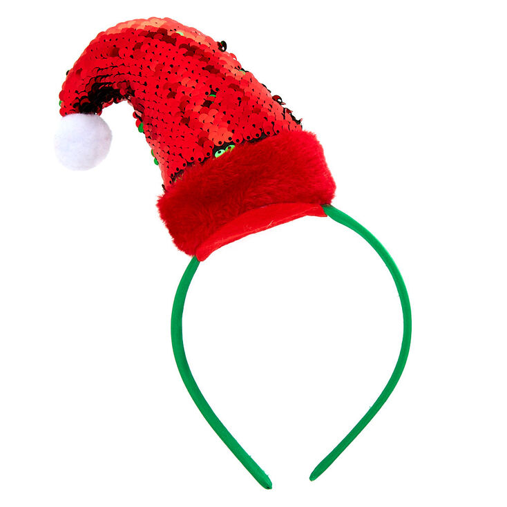 Serre-t&ecirc;te bonnet de lutin &agrave; sequins r&eacute;versibles,