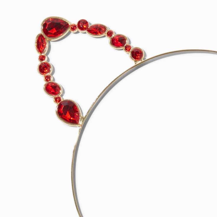 Red Rhinestone Cat Ear Headband,