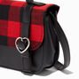 Claire&#39;s Club Buffalo Check Heart Buckle Crossbody Bag,