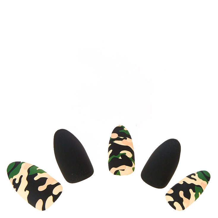 Camo Matte Stiletto Faux Nail Set - 24 Pack,