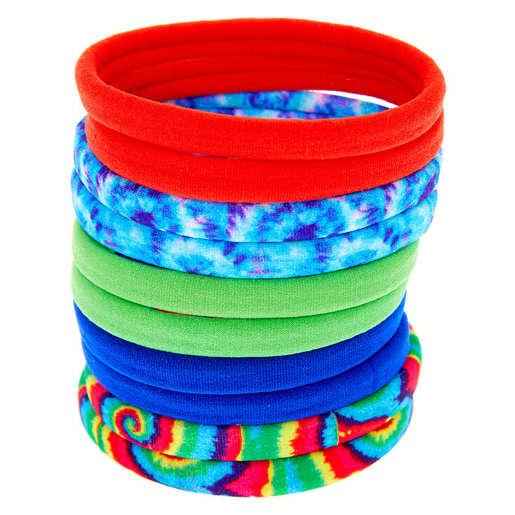 Rainbow Tie Dye Rolled Hair Bobbles - 10 Pack,