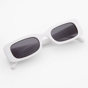 Lunettes de soleil r&eacute;tro rectangulaires - Blanc,