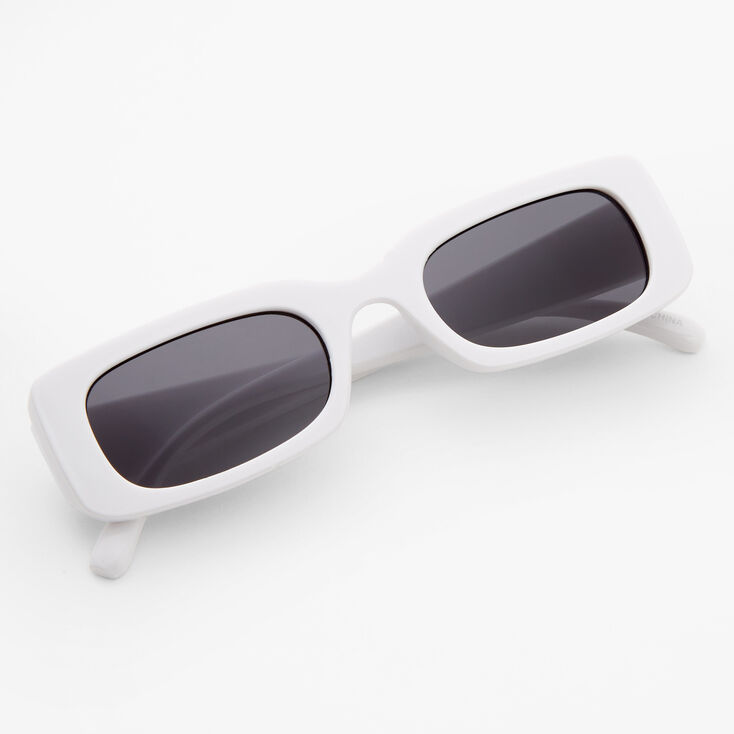 Rectangular Retro Sunglasses White Claire S Us