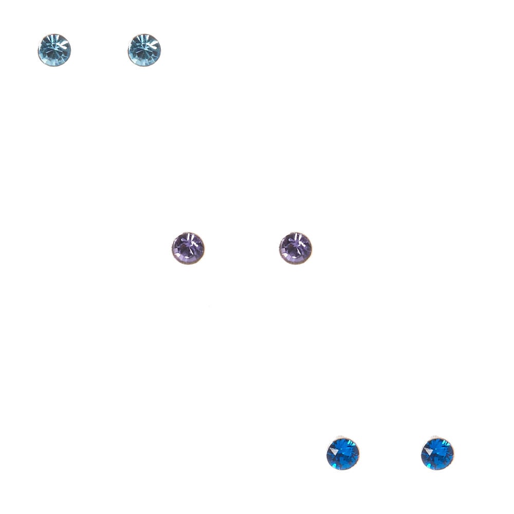 Sterling Silver Crystal Blue Earrings,