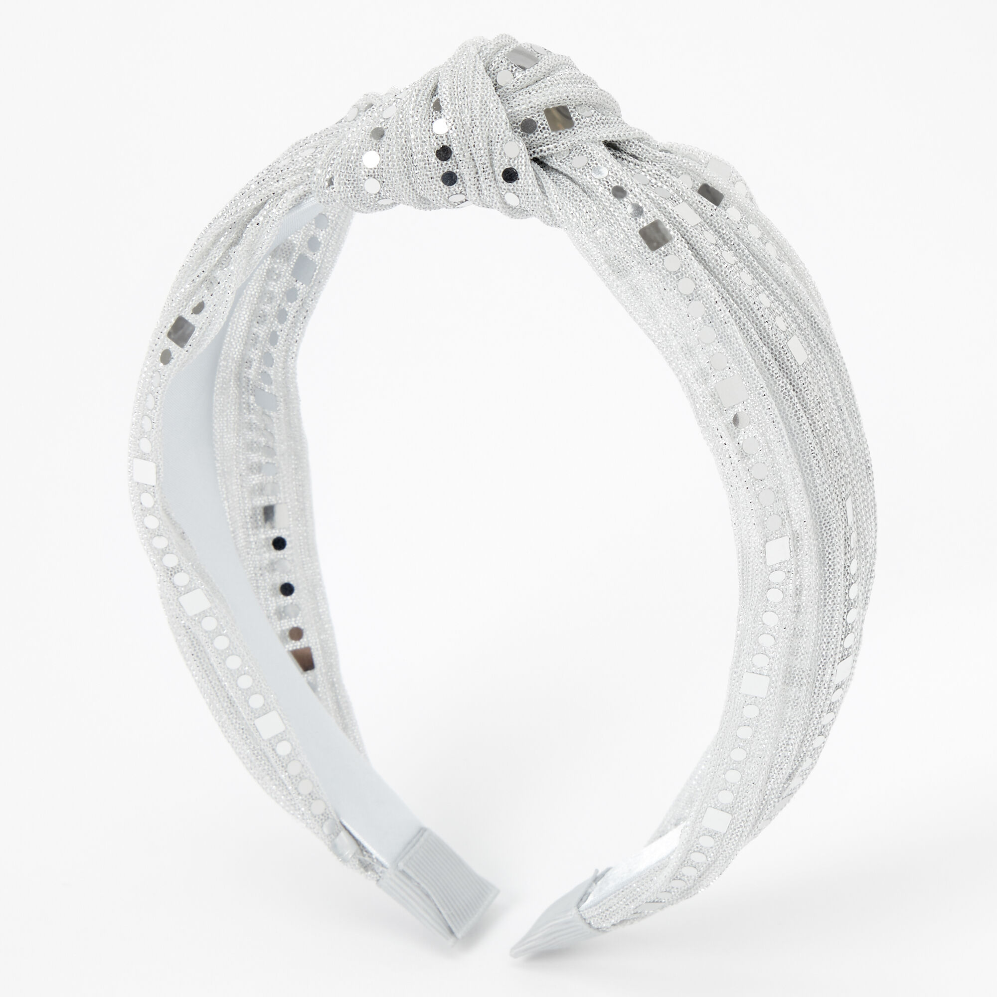 Claire's Club Sequin Embellished Tulle Knotted Headband - Silver,