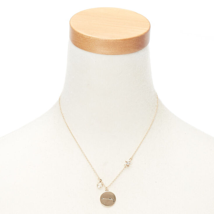 Gold Zodiac Pendant Necklace - Aries,