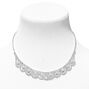 White Pearl &amp; Silver Rhinestone Scalloped Choker  &amp; Drop Earrings Set - 2 Pack,