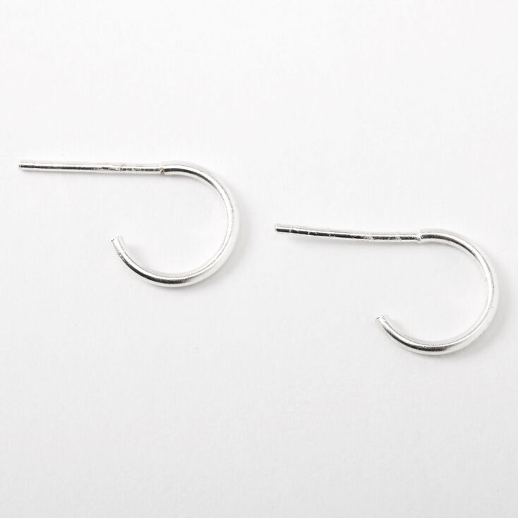 Sterling Silver 10MM Huggie Half Hoop Earrings,
