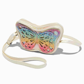 Claire&#39;s Club Rainbow Glitter Butterfly Crossbody Bag,