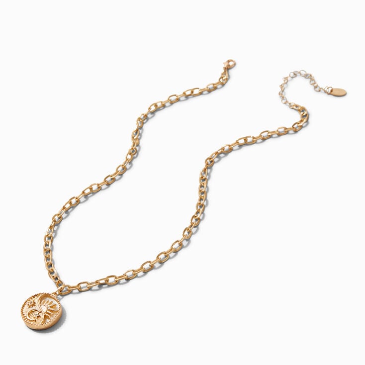 Gold-tone Chain Sun &amp; Moon Pendant Necklace,