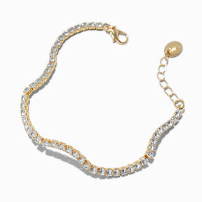 Gold-tone Cubic Zirconia Wiggle Tennis Bracelet,