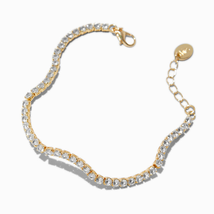Gold-tone Cubic Zirconia Wiggle Tennis Bracelet,