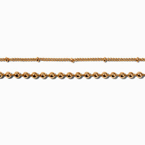 Gold-tone Ball Chain Anklets - 2 Pack,