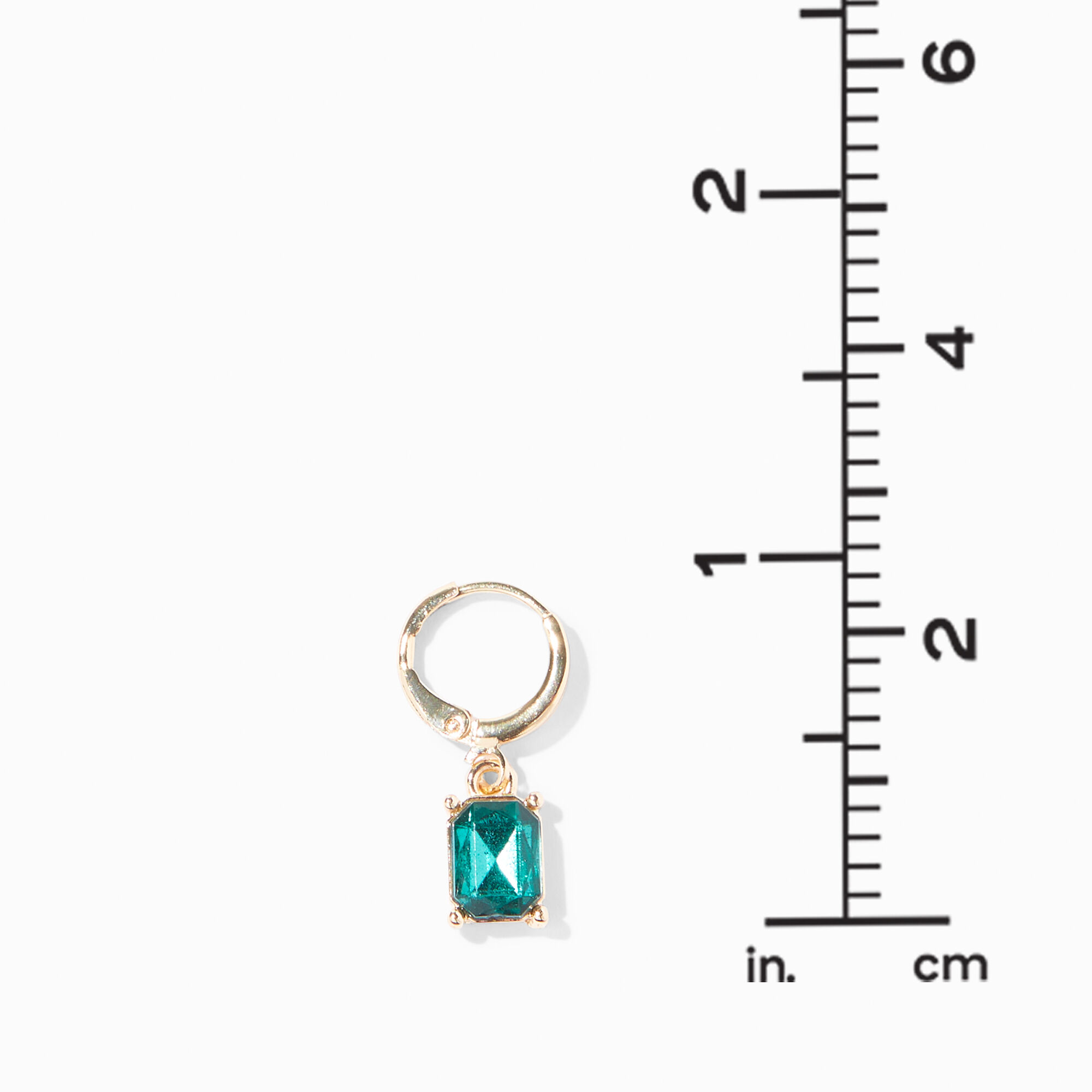 Gold 20MM Emerald Huggie Hoop Earrings,