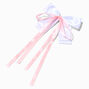 Claire&#39;s Club Pink Ribbon White Hair Bow Clip,
