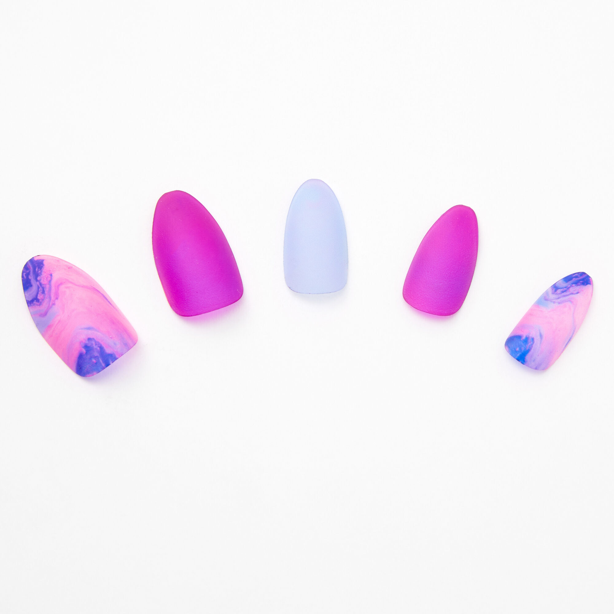 Faux ongles stiletto roses effet marbré - Lot de 24,
