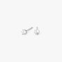 Silver-tone Cubic Zirconia 2mm Round Stud Earrings,