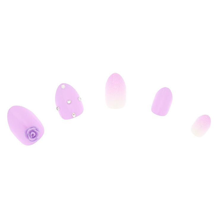 Glam Rose Stiletto Press On Faux Nail Set Purple 24 Pack