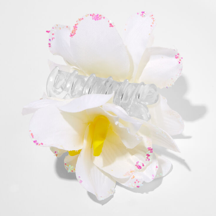 White Orchid Flower Hair Claw,