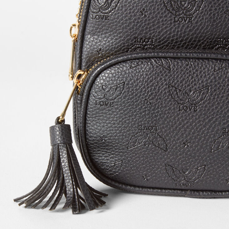Love Angel Wings Small Crossbody Backpack - Black,