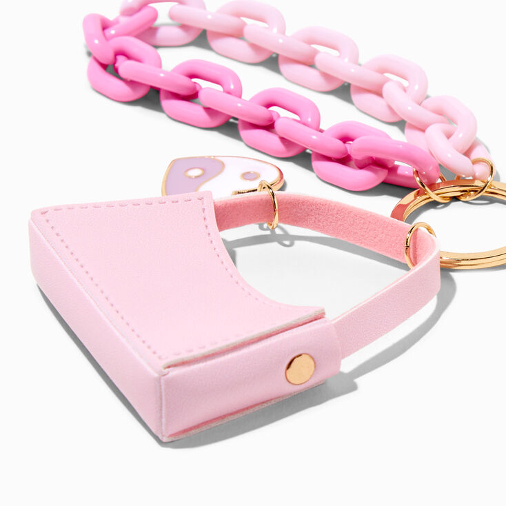 Yin Yang Charm Pink Mini Purse Keychain,