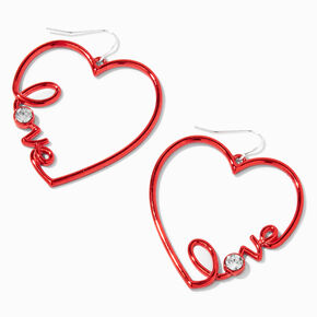 Love Script Red Heart 2&quot; Drop Earrings,