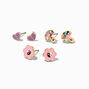Gold Heart Mushroom Y2K Stud Earrings - 3 Pack,