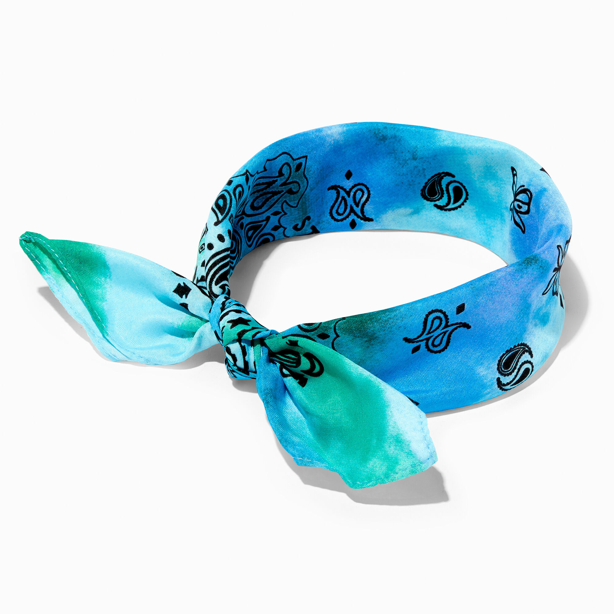 View Claires Blue Tie Dye Bandana Headwrap Green information