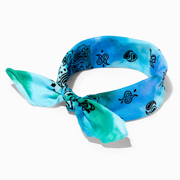 Blue &amp; Green Tie Dye Bandana Headwrap,