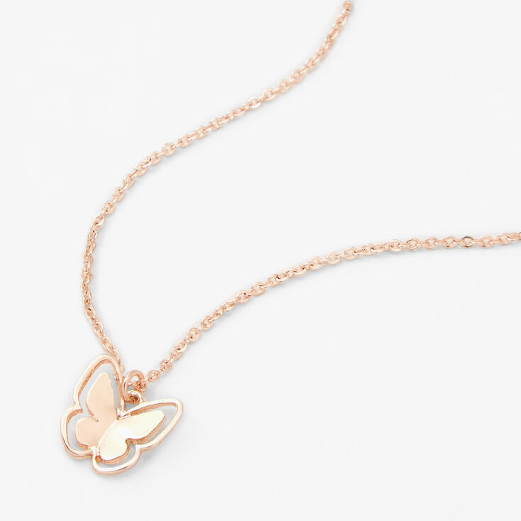 Rose Gold Butterfly Pendant Necklace,