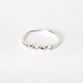 Sterling Silver 21G Iridescent Crystal Hoop Nose Ring,