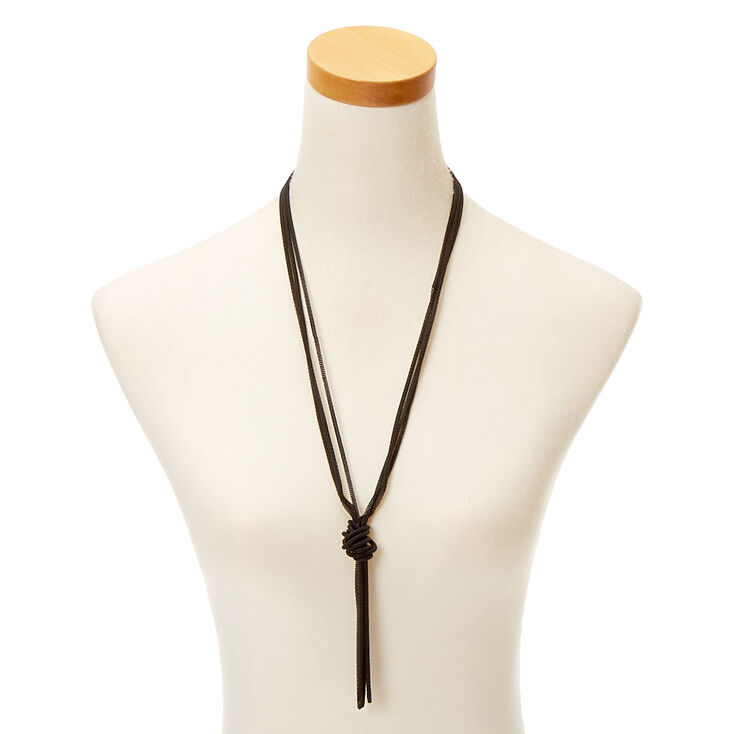 Mesh Long Y-Neck Pendant Necklace - Black,