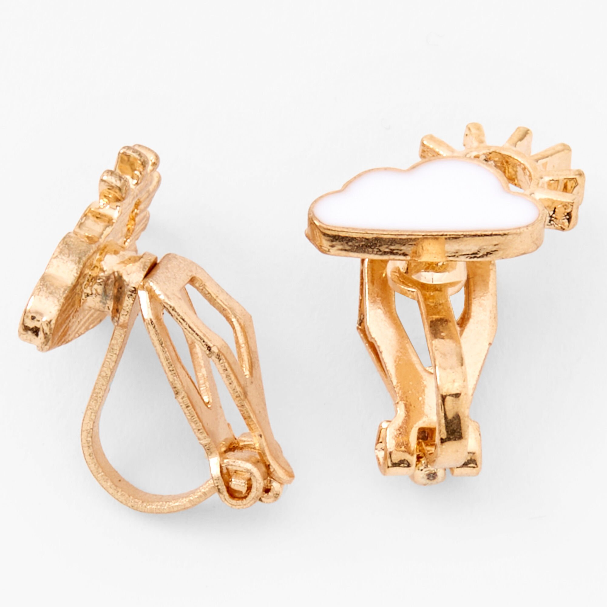 Gold Sun Clouds Clip On Earrings Claire s US