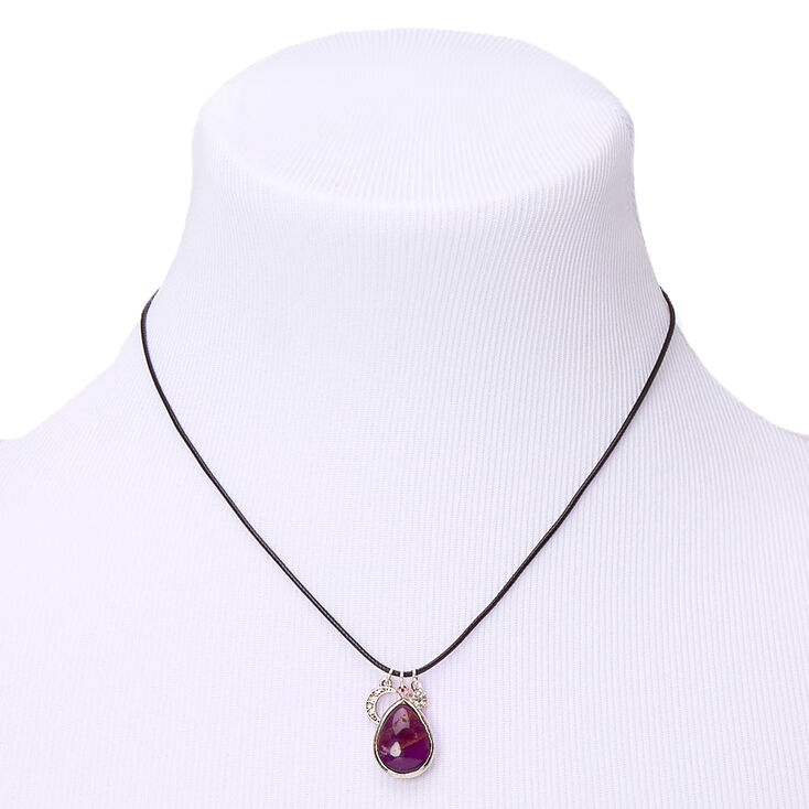 Stone Teardrop Pendant Necklace - Purple,