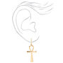 Gold Ankh 1&quot; Drop Earrings,